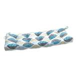 Leaf Block Outdoor/Indoor Blown Bench Cushion Teal/Citron - Pillow Perfect
