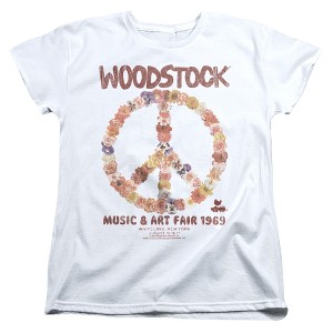 Women's Woodstock Floral Peace T-Shirt - 1 of 4