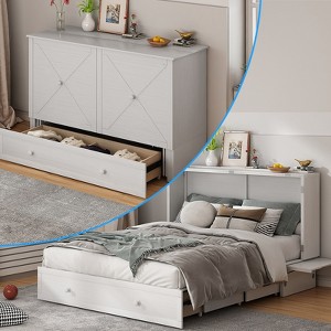 Mjkone Murphy Bed Queen,Cube Cabinet Chest Bed with Charging Station&Storage Space - 1 of 4