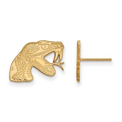 Black Bow Jewelry 14k Yellow Gold Florida A&M Rattlers NCAA Post Earrings