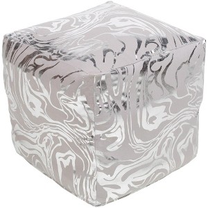Livabliss Crescent 18"H x 18"W x 18"D Modern Metallic Silver Pouf - 1 of 1