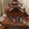 Modern Vanity Table with Storage and Stool, Corner Vanity Makeup Table for Bedroom or Dressing Room – The Pop Home - 3 of 4