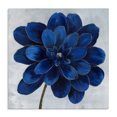 Stupell Industries Modern Deep Blue Floral Carnation, 36" x 36"