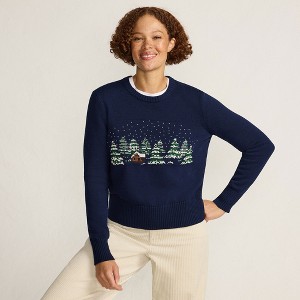 Lands' End Women's Plus Size Drifter Modern Jacquard Crew Neck Sweater - 1 of 4