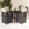 vidaXL 5 Piece Black Patio Dining Set with Cushions - Reclining Chairs, Tempered Glass Table for Garden, Patio, Outdoor Use - 2 of 4