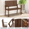 Tangkula Patio Loveseat Bench w/ Solid Rubber Wood Frame & Hand Woven PU Leather All Weather - 2 of 4