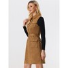 Allegra K Women's Faux Suede Turn Down Collar Tie Waist Sleeveless Button Mini Dress - image 4 of 4