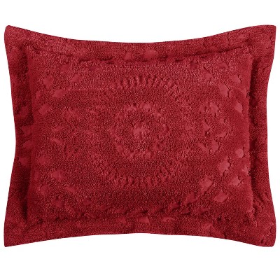 Rio 100% Cotton Soft & Breathable Chenille Tufted Floral Stripes Design Pillow Shams, Luxurious All-Season, Machine Washable