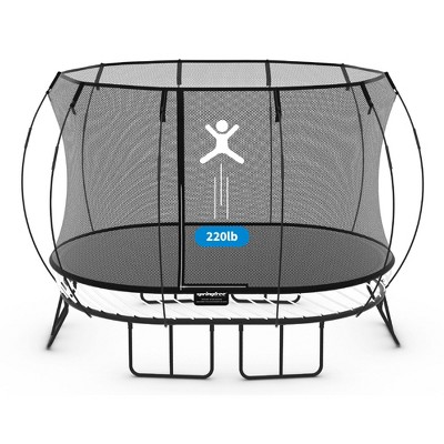 Black Oval Springless Trampoline with Safety Enclosure and Ladder