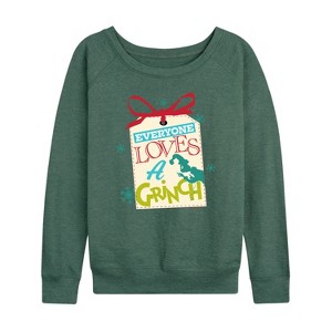 Women's - Dr. Seuss -  Lightweight French Terry Wide Neck Long Sleeve Shirt - 1 of 4