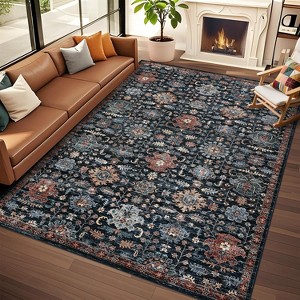 homfan Area Rugs Machine Washable, Soft Vintage Low Pile Large Rugs for Living Room Bedroom Dining Room Farmhouse Indoor Floor Carpet - 1 of 4