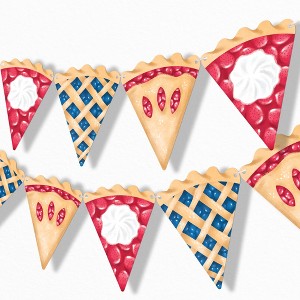 Big Dot of Happiness Summer Pies Garland Banner, Patriotic 4th of July Party Decorations, Pie Banner Backdrop, 30 Feet of Cord, 15 Shaped Pie Slices - 1 of 4