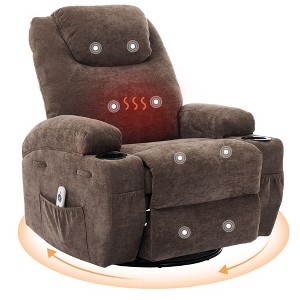 360¡ã Swivel Rocking Recliner Chair, Manual Fabric Nursery Recliner Glider with with Massage and Heating - 1 of 4