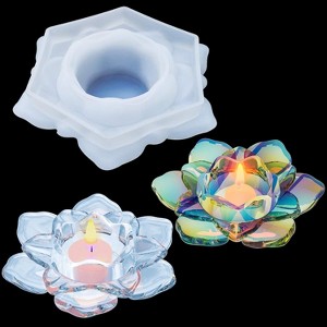 JDICTION Flower Candlestick Epoxy Silicone Mold - Lotus Tealight Holders Resin Mould for DIY Jewelry Box, Trinket/Candy Container, Home Decor - 1 of 4