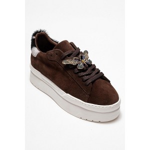 Anda - Brown Suede Leather Buckled Sneakers (Women) | Forever & Always Shoes - 1 of 4