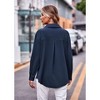 Womens  Linen Button Down Shirts Long Sleeve Cotton Casual Collared Shirt Loose Blouses Tops with Pocket - 4 of 4
