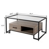 WhizMax Rectangular Coffee Table, Glass Coffee Table with Storage Shelf and Drawer - 2 of 4