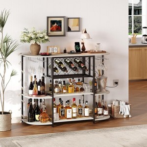 Bar Cart with Power Outlet, Home Bar Cabinet for Liquor - 1 of 4