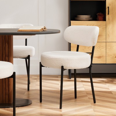 FURNIinspire Dining Chairs Comfort Cushion Steel Frame Dining Room Chair With Upholstered Backrest, Armless Dining Chair, Beige, 22"*20"*32"
