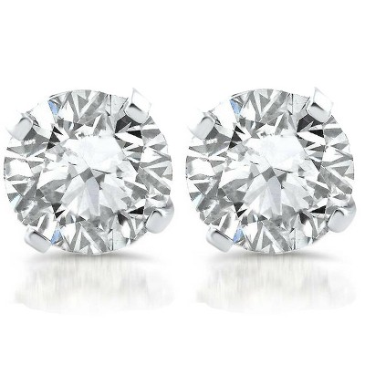 Pompeii3 1ct Diamond Studs 14k White Gold Clarity Enhanced