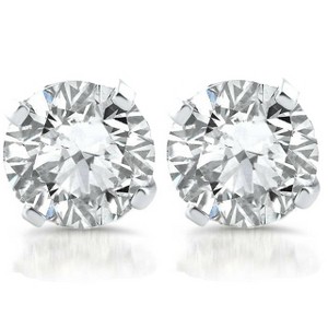 Pompeii3 1ct Diamond Studs 14k White Gold Clarity Enhanced - 1 of 4