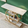 KTMBDW 41.3" Console Table, Industrial 4-Tier Sofa Table Entryway Table with Circle Base, Wood Accent Tables with Storage Shelves for Living Room - 3 of 4