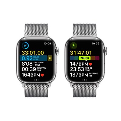 Apple Watch Series 8 GPS + Cellular 41mm Silver Stainless Steel Case with Silver Milanese Loop_2