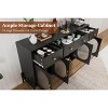 62" Large Sideboard Buffet Cabinet with Storage and 3 Drawers, Buffet Table Coffee Bar Storage Cabinet with 4 Glass Doors for Dining Room, Living - 3 of 4