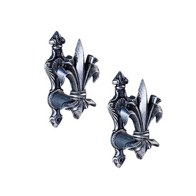 Szco Supplies Fleur Shield Sword Hanger - Set Of 2 Adjustable Wall Mounts | 3 Inch Cast Metal Display Hangers For Swords & Daggers