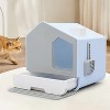 LunaLulinlk Blue closed large litter box with drawer tray and litter mat - 3 of 4