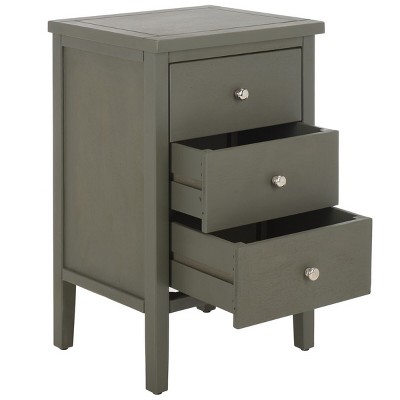 Ash Grey Elm Wood Night Table with Storage Drawers