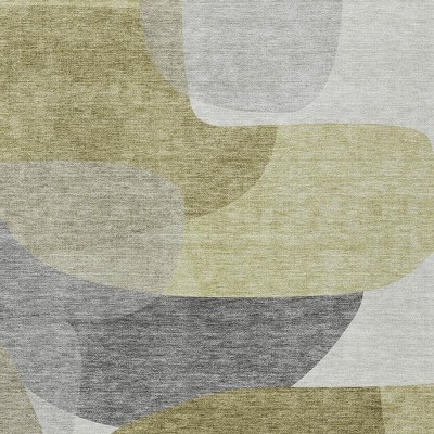HomeRoots 9' X 12' Fern Green And Gray Abstract Washable Indoor Outdoor Area Rug