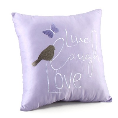 Lakeside Purple Sentiment Decorative Accent Pillow with Live, Laugh, Love