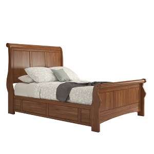 Martha Sleigh Bed Queen Size Oak - Inspire Q, Brown