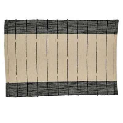 Black and Beige Thin Stripe Fabric Table Mats