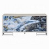 Royal Hampton Sideboard Console Cabinet, 4 Door, 65 Inch Blue Marble Paint, White - 2 of 4