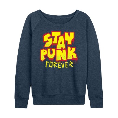 Women's - Instant Message - Stay Punk Forever Lightweight French Terry Wide Neck Long Sleeve Shirt