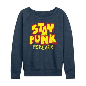 Women's - Instant Message - Stay Punk Forever Lightweight French Terry Wide Neck Long Sleeve Shirt - 1 of 4