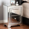 Mina Mirrored 2 Drawer Nightstand Bedside Table Silver - BaxtonStudio: Glamorous, Fully Assembled, Crystal Accents - 3 of 4