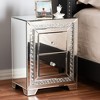 Mina Mirrored 2 Drawer Nightstand Bedside Table Silver - BaxtonStudio: Glamorous, Fully Assembled, Crystal Accents - image 3 of 4