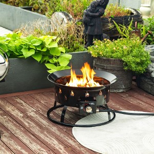 Moda Furnishings 19" Propane Gas Fire Pit, 50000 BTU Round Steel Fire Pit for Outside Patio Deck Garden Backyard - Black - 1 of 4