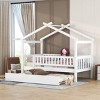 Twin Size Wooden House Bed with Twin Size Trundle, Children House Bed with Spacious Storage and Headboard, Bed with Wood Frame-Baofuwish - 2 of 4