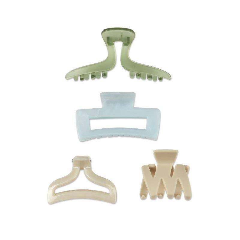 sc&#252;nci Consciously Minded Recycled Claw Clips - Matte Blue/Cream/Green/Taupe - All Hair - 4pcs, 3 of 8