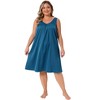 Women's Plus Size Satin Pleated Wide Strap V Neck Sleeveless Lounge Soft Midi Nightgowns - Agnes Orinda - 3 of 4