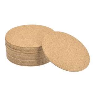 Unique Bargains Thickened Cork Self-Adhesive Round Coasters for Tableware - 1 of 4