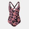 Women's Floral Tummy Control Crisscross Tie Back One-Piece Swimsuit - Cupshe - 2 of 4