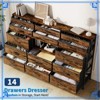 55" Fabric Dresser with 14 Drawers, 2 Shelves & Side Pocket, Sturdy Steel Frame, Wood Top, Anti-Tip Kit for Bedroom and Living Room - 3 of 4