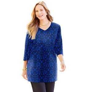 Catherines Easy Fit 3/4-Sleeve V-Neck Tunic - 1 of 4