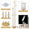 GDFStudio Fira Mid-Century Modern Golden Floor Lamp with 3 Crystal Shades and Open Shelves - 4 of 4