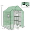 4.6' x 4.7' Portable Greenhouse, Water/UV Resistant Walk-In Small Outdoor Green House with 2 Tier U-Shaped Flower Rack Shelves, Roll Up Door & Windows - 3 of 4